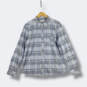 Foxcroft Seerucker Button Down Shirt Womens 16 Blue Plaid Preppy Casual